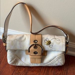 White Coach Handbag with Bee Design
